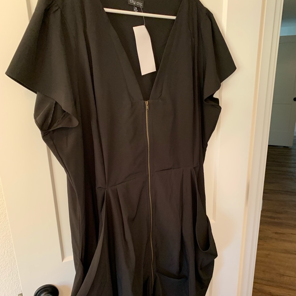 City Chic zip front pleat tunic/ dress w/ POCKETS!